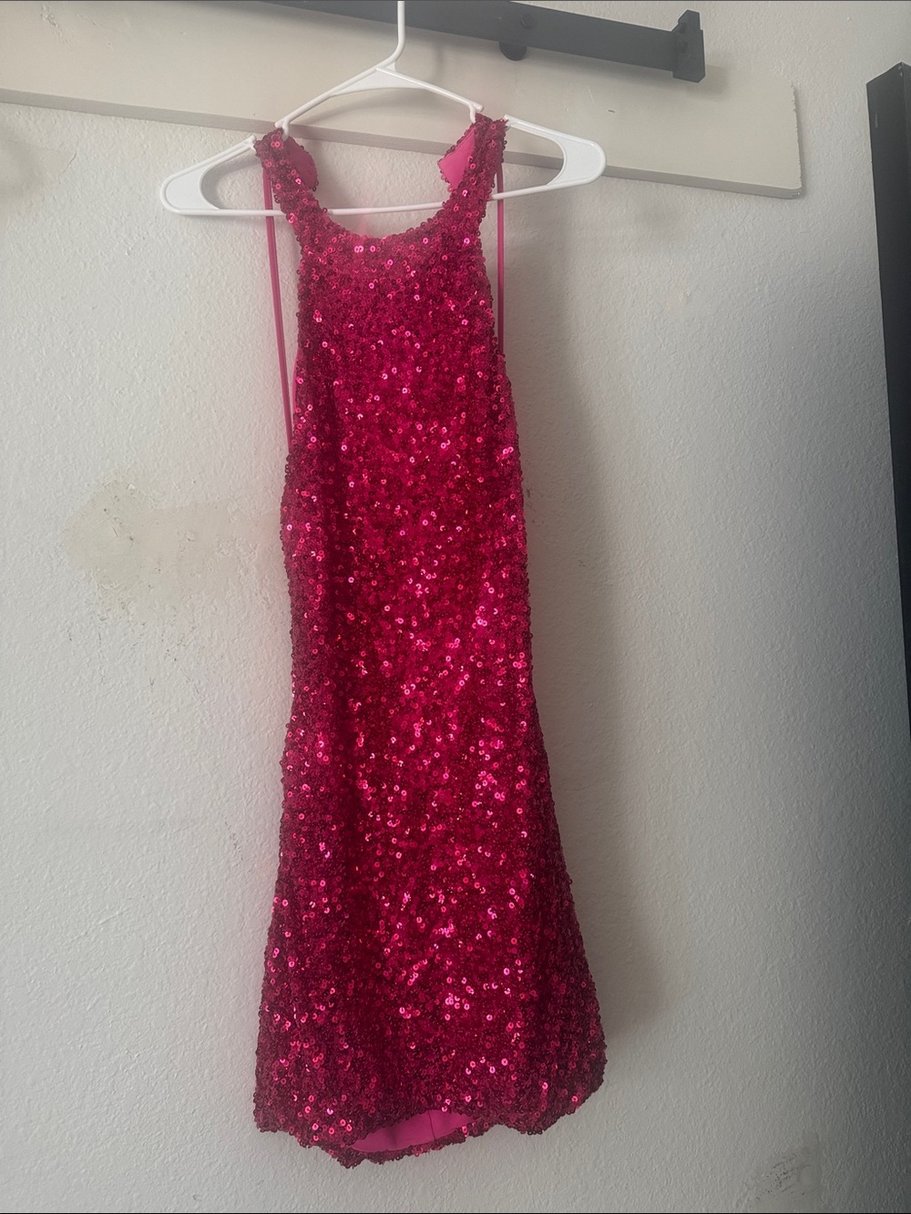 Bella Barnett sequin  Mini Dress in Fuchsia Pink - Sleeveless Party Dress
